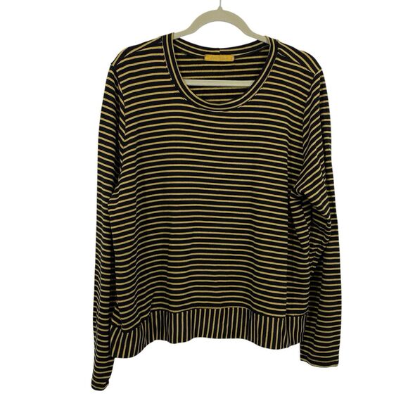 Cut Loose Top Women Size XL Gold Black Striped Long Sleeve Pullover - Picture 3 of 8